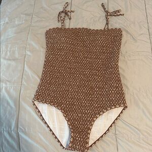 Rylee + Cru Brown and Cream Swimsuit